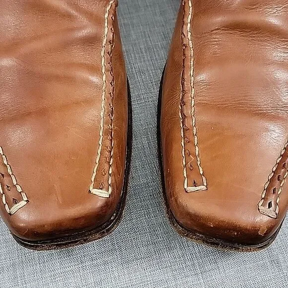 Mark Nason Made In Italy Leather Square Toe Loafers Cognac  display picture 2